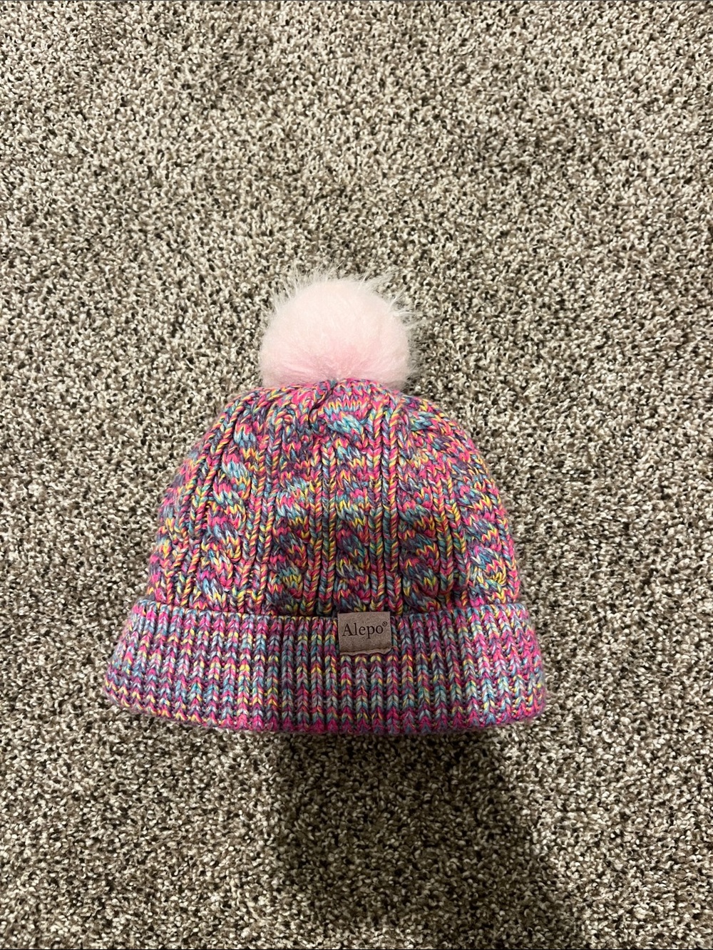 Alepo Multicolor Knit Pom Beanie - Pink Pom